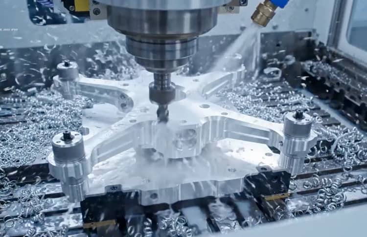CNC machining setup for aerospace and UAV parts
